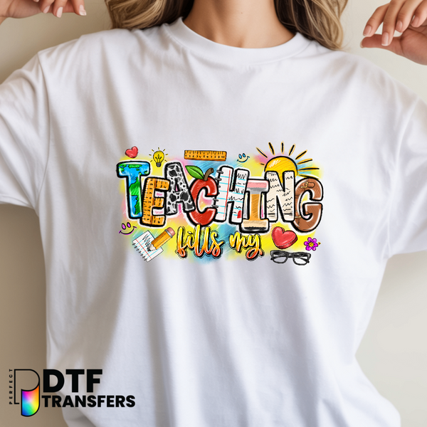 Colorful Teaching Fills My Heart – Teacher DTF Transfer