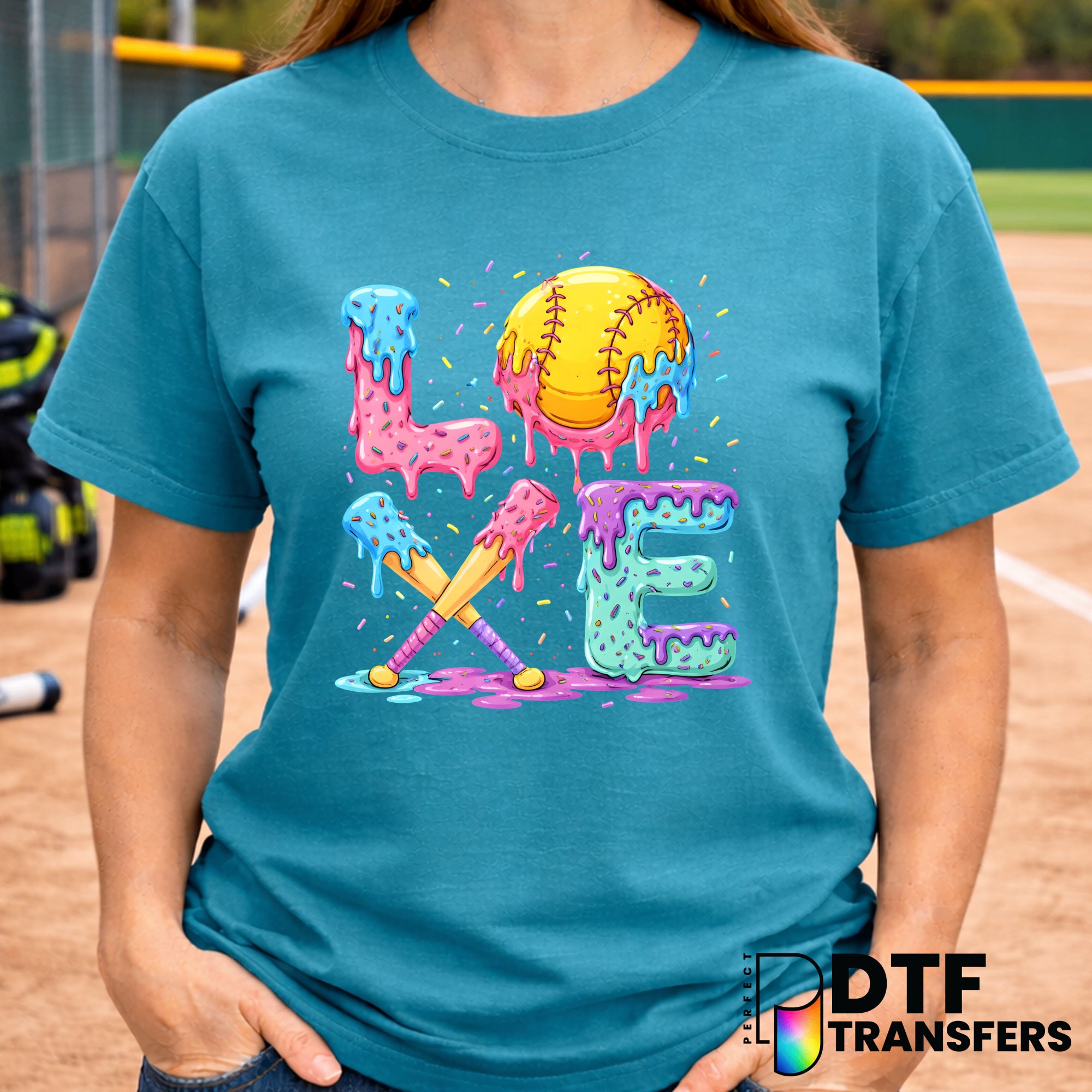 LOVE Softball Donut Glaze – DTF Transfer