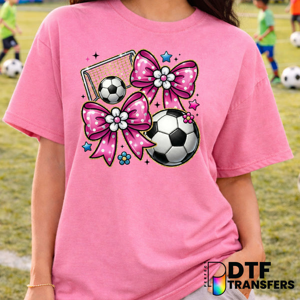 Coquette Soccer Ball with Pink Bow – DTF Transfer