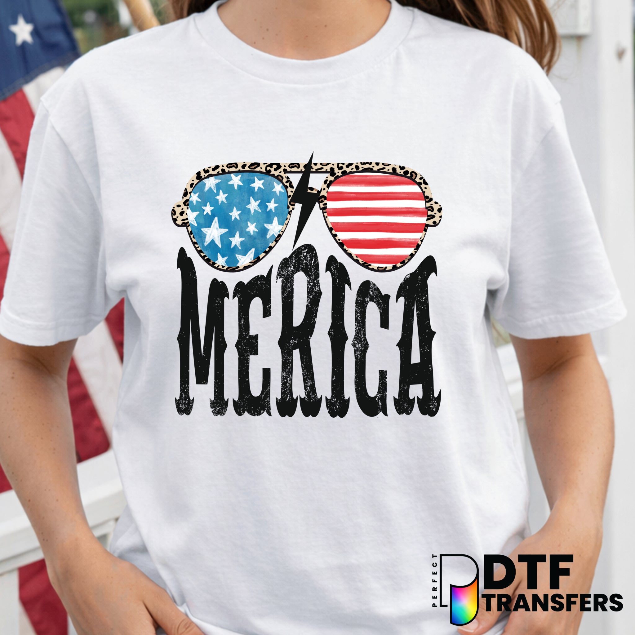 Merica Retro Leopard Sunglasses – Fourth of July DTF Transfer