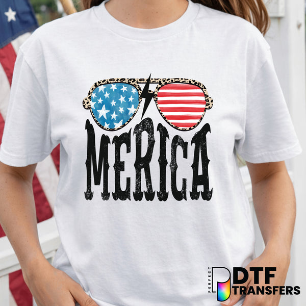 Merica Retro Leopard Sunglasses – Fourth of July DTF Transfer