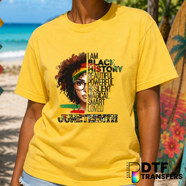 I AM BLACK HISTORY – Black History Month DTF Transfer