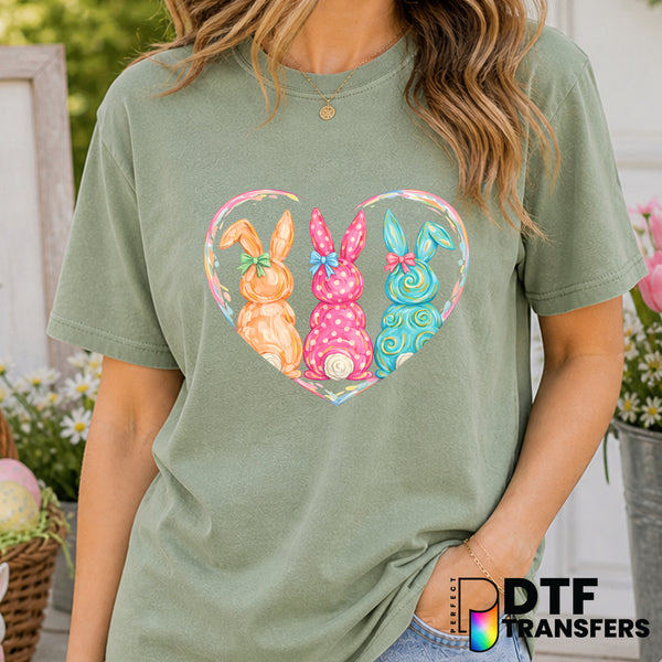 Easter Heart Bunny Coquette Bow – Easter DTF Transfer