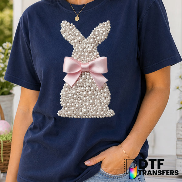Faux Pearls Bunny – Easter DTF Transfer