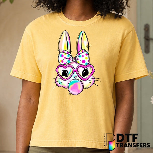 Girl Bunny Glasses Bubblegum – Easter DTF Transfer