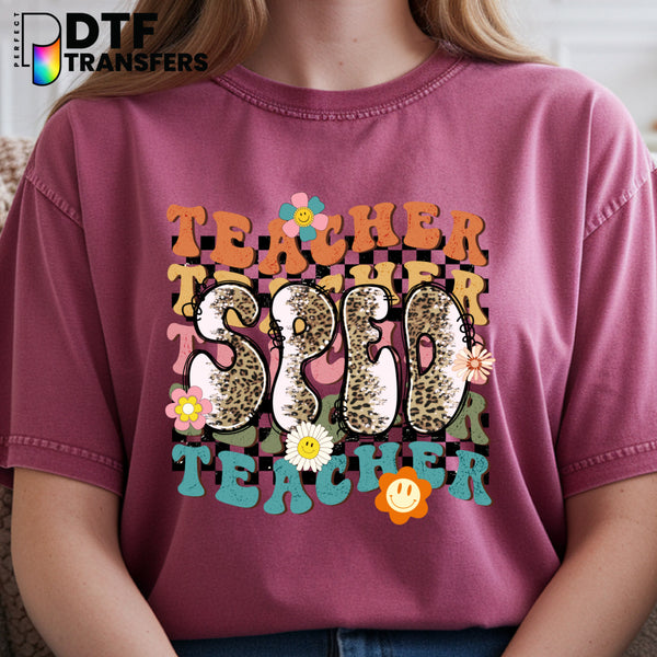 SPED Teacher Wavy Stacked Leopard Print – Special Education DTF Transfer