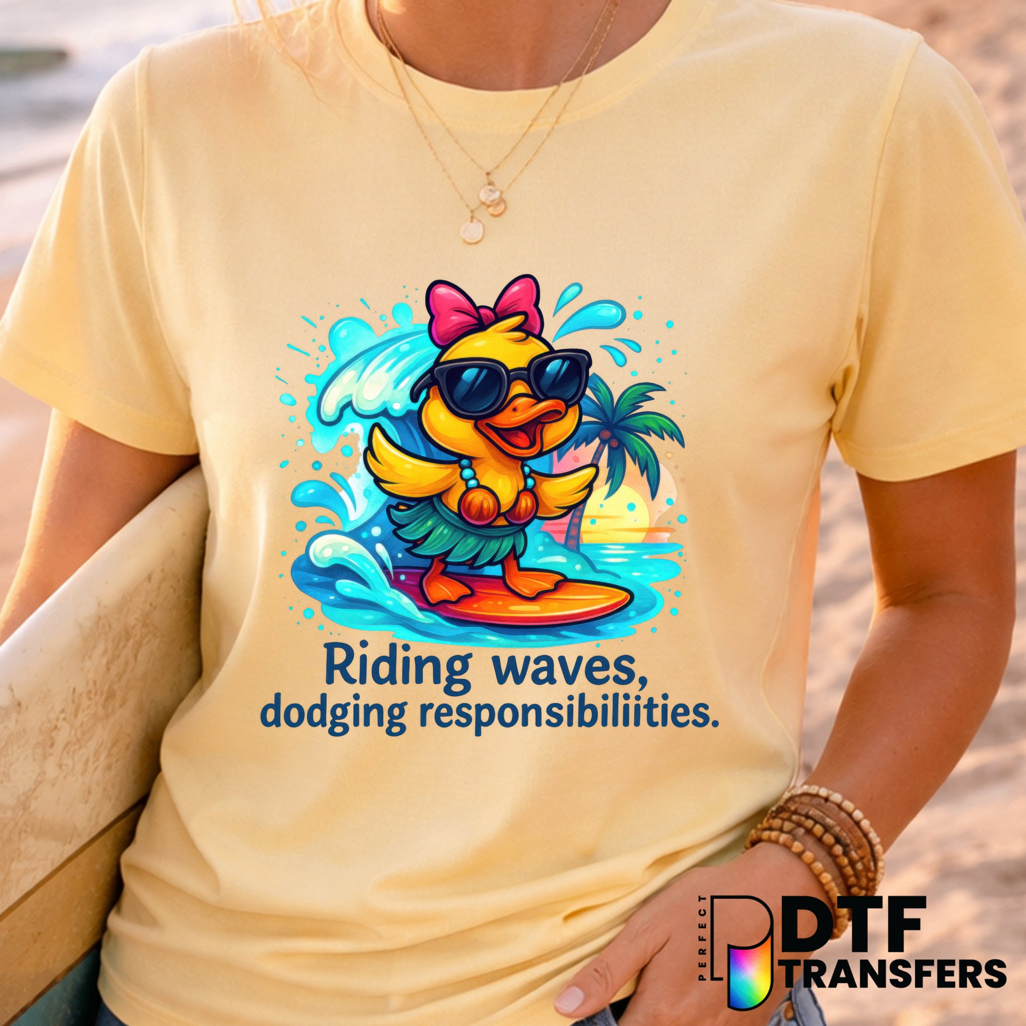 Riding Waves Dodging Responsibilities – Surfing DTF Transfer