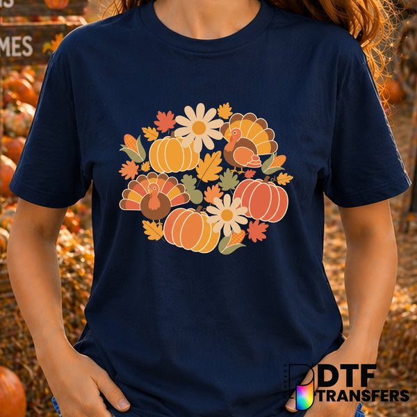 Boho Pumpkin Thanksgiving Florals – DTF Transfer