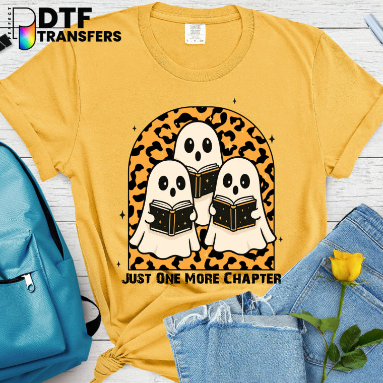 Just One More Chapter Leopard Ghost Reading Book – Teacher DTF Transfer
