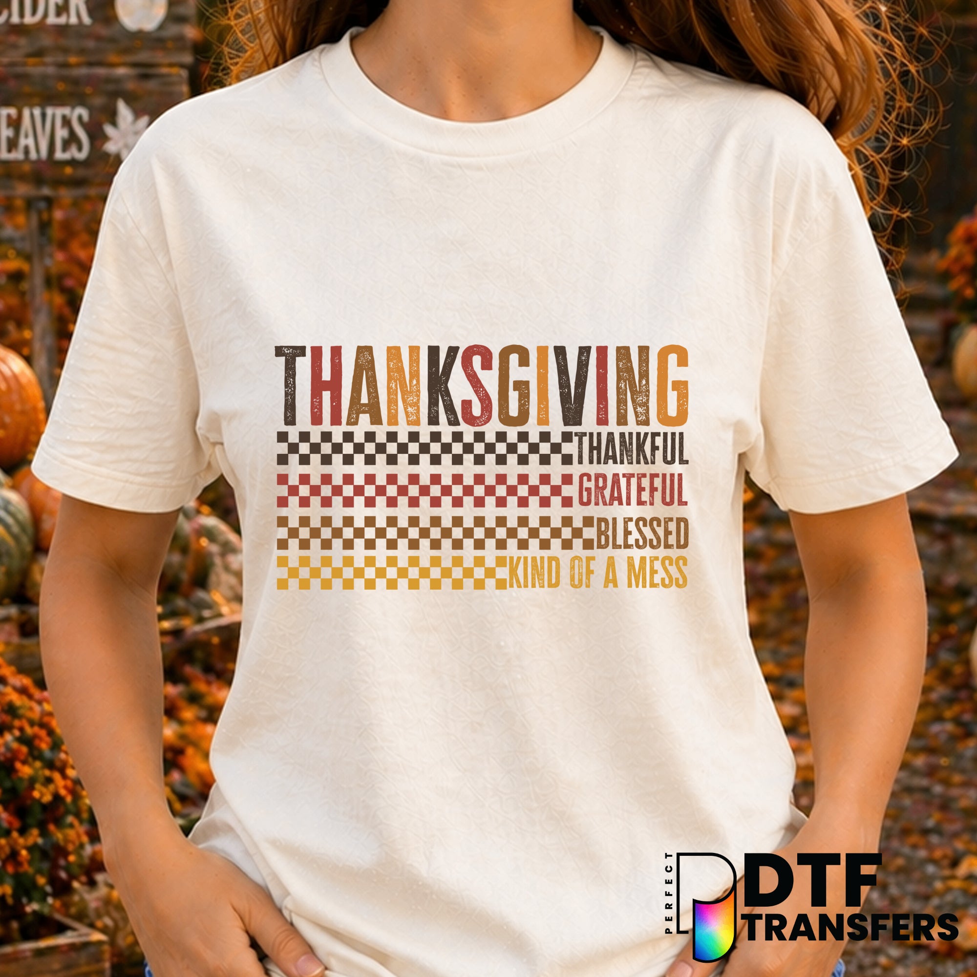 Thanksgiving Retro Checkered Fall Autumn – Thanksgiving DTF Transfer