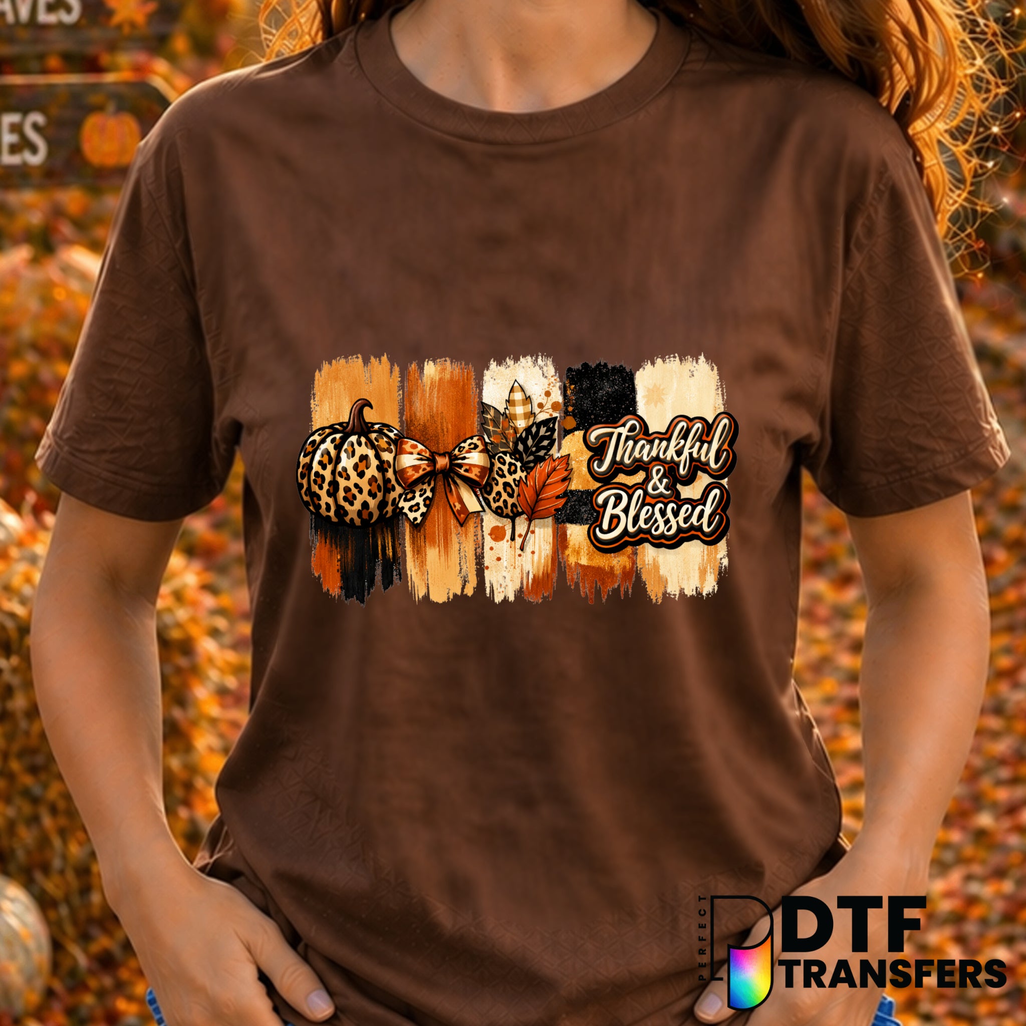 Thankful & Blessed – Thanksgiving DTF Transfer