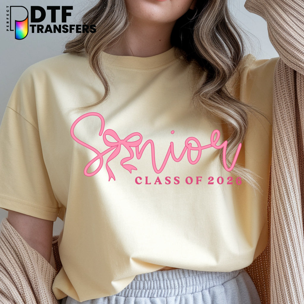 Senior Class of 2026 Pink Bow Graduation – Teacher DTF Transfer