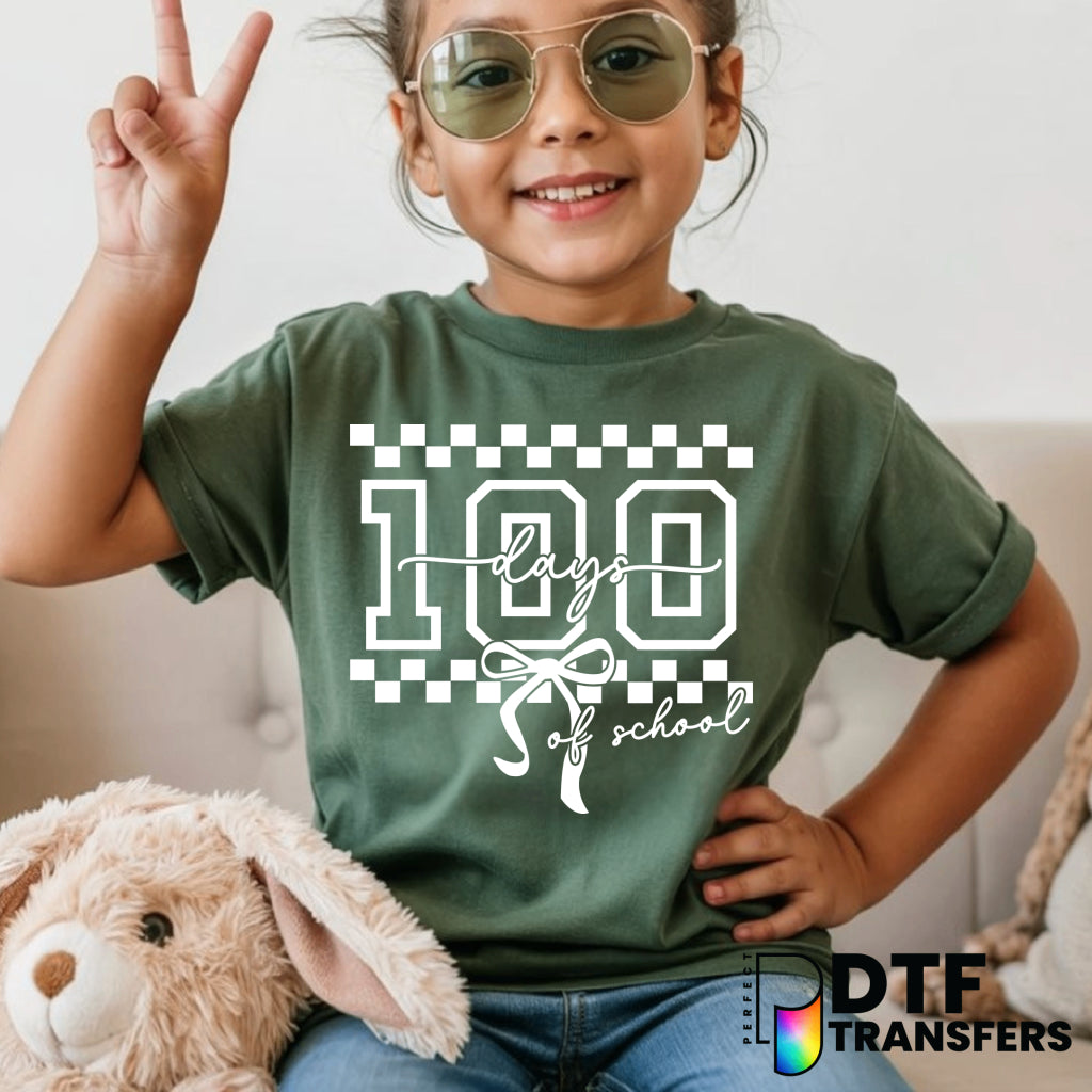 100 DAYS OF SCHOOL Coquette Bow – Teacher DTF Transfer