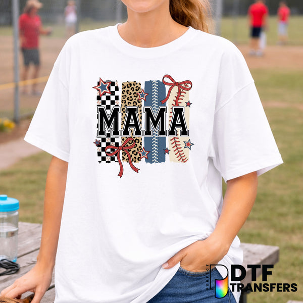 Baseball Mama Brushstroke Coquette Bow – Baseball DTF Transfer
