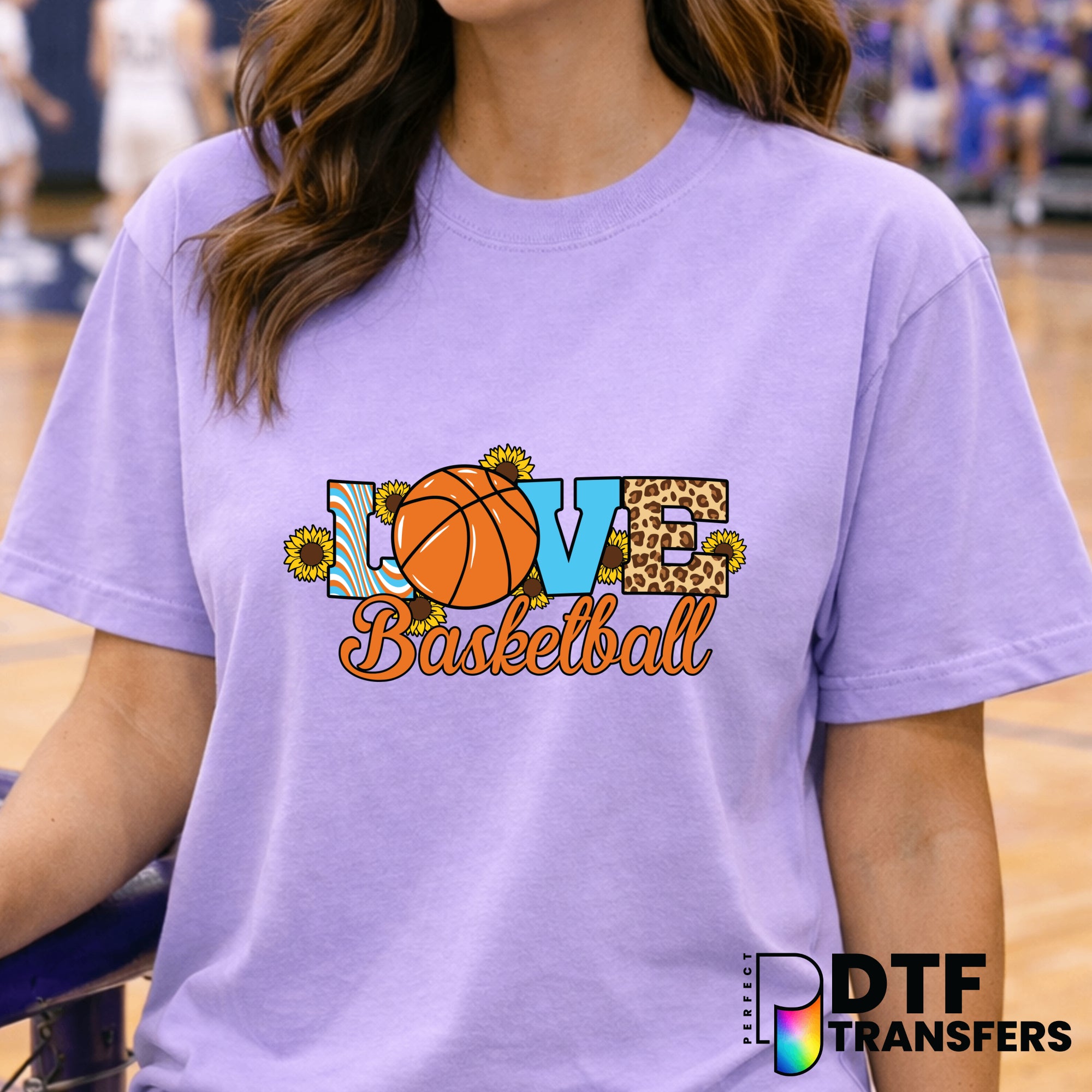 Retro Love Basketball Sunflowers Leopard DTF Transfer