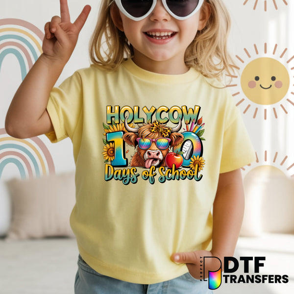 100 DAYS SMARTER – Cow with Glasses Teacher School DTF Transfer