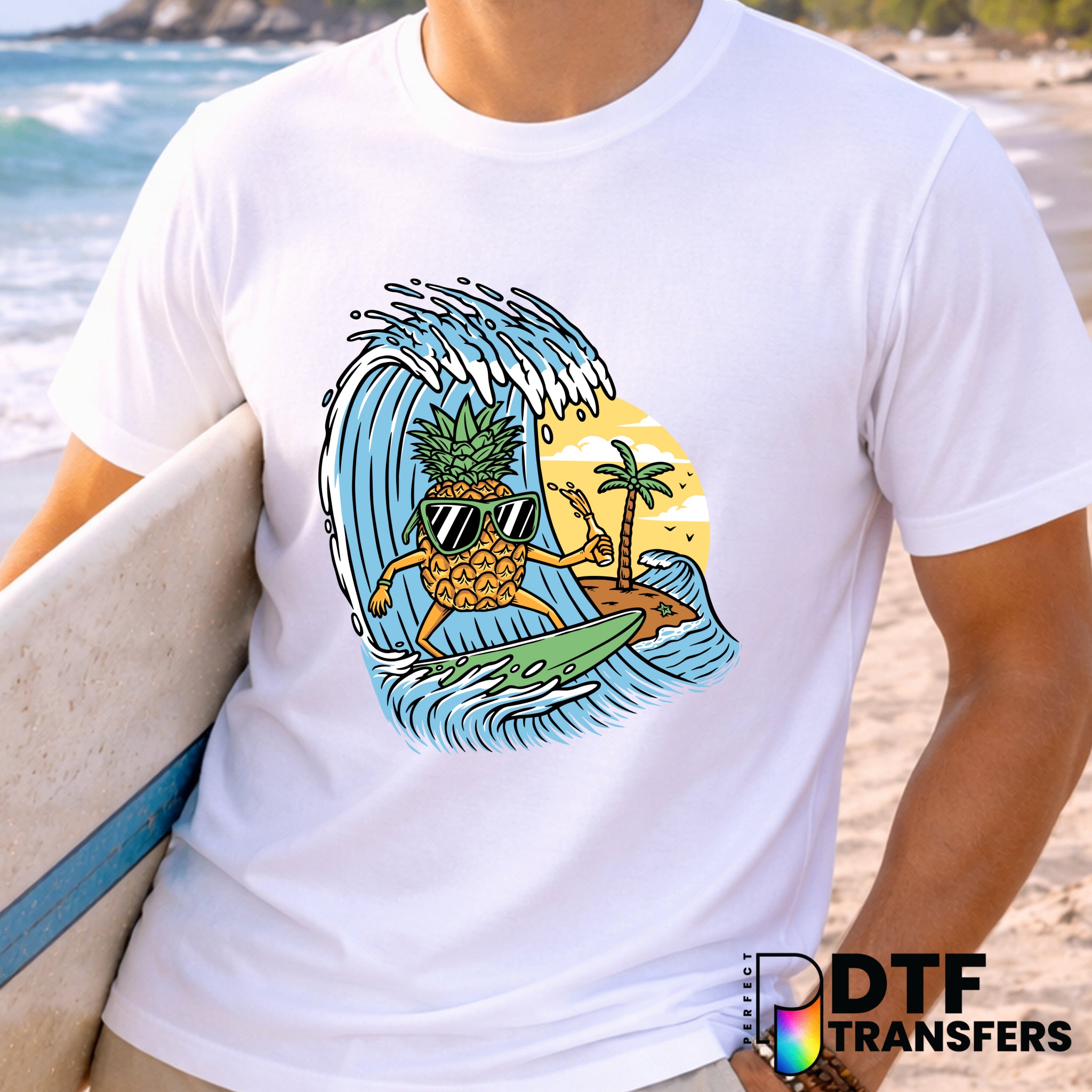 Pineapple Surfing Summer Beach – Surfing DTF Transfer
