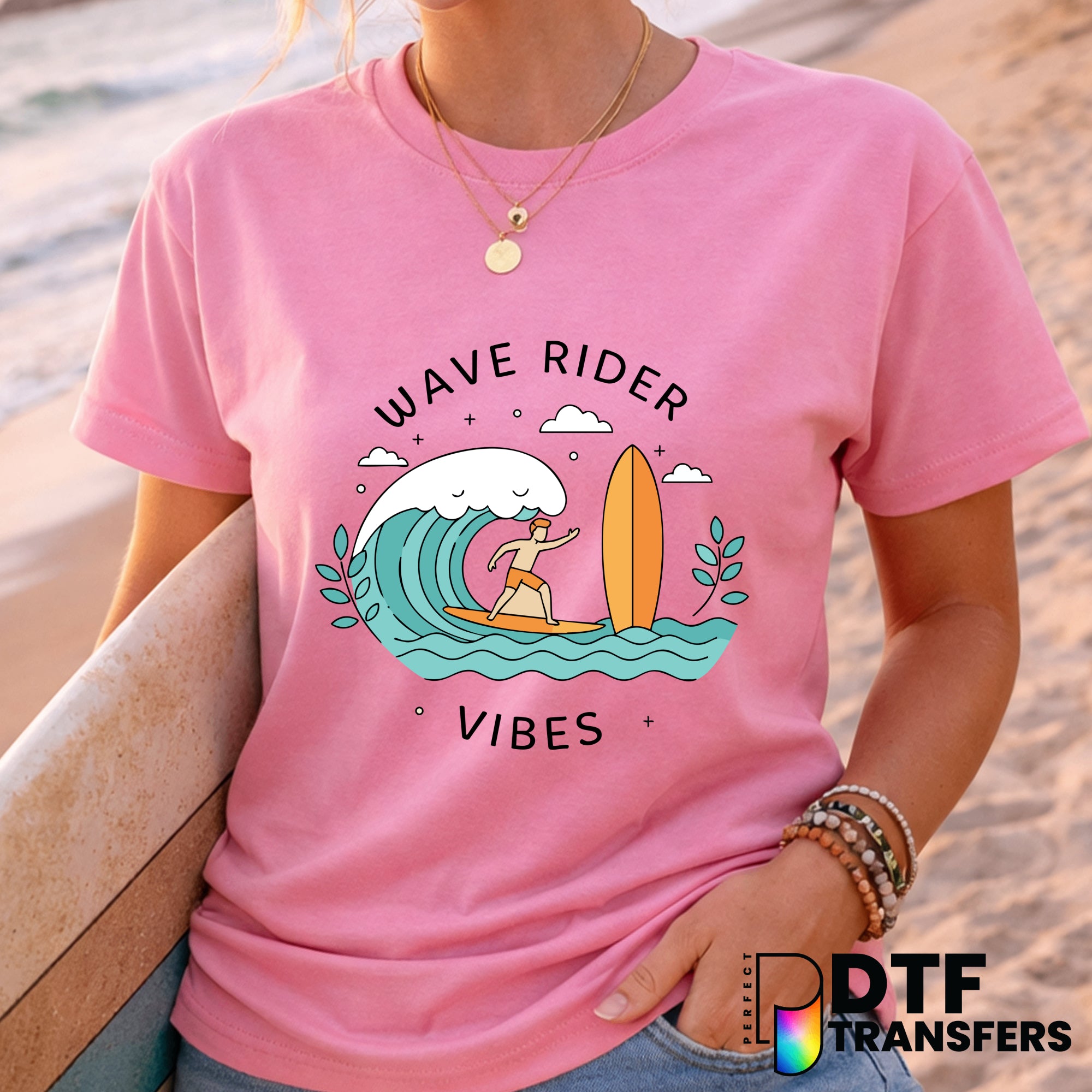 Wave Rider Vibes Summer Surfing – Surfing DTF Transfer