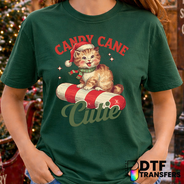 Candy Cane Cutie Cat Mom – Christmas DTF Transfer
