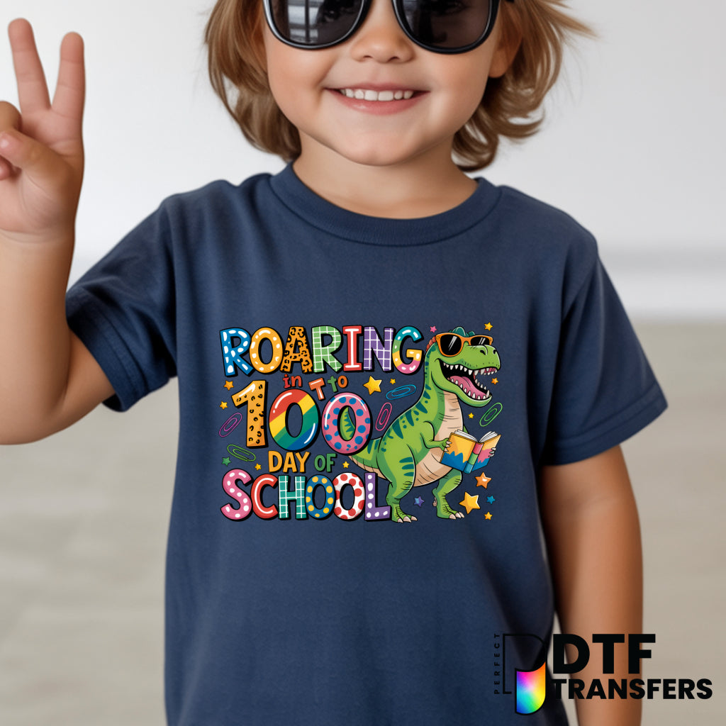 Dinosaur Roaring in to 100 Days of School – Teacher DTF Transfer