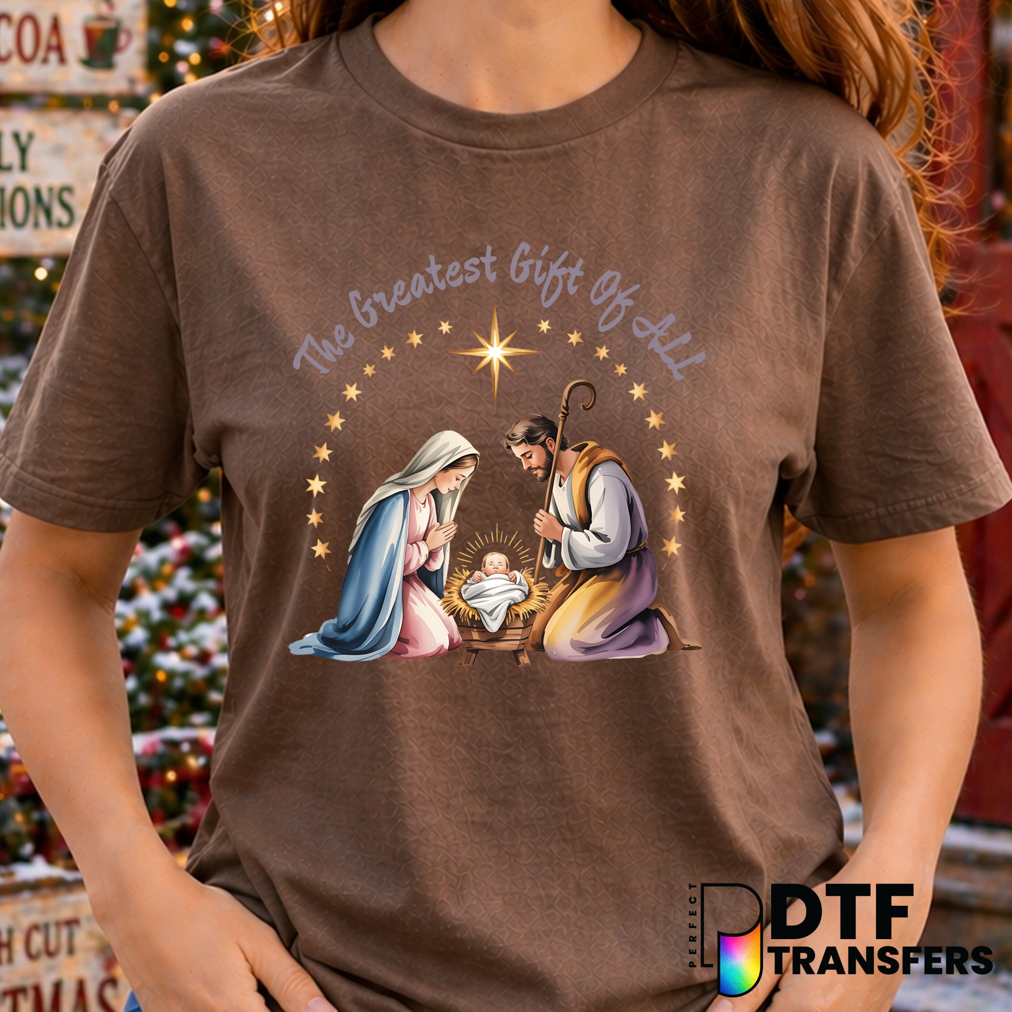The Greatest Gift of All Jesus Religious Christmas – Christmas DTF Transfer