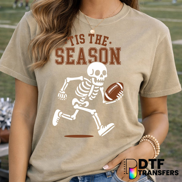 Tis the Season Skeleton Football Fall Season – Football DTF Transfer