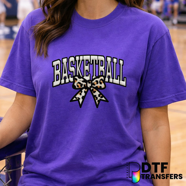 Basketball Mom Varsity Arch Leopard Bow – Basketball DTF Transfer