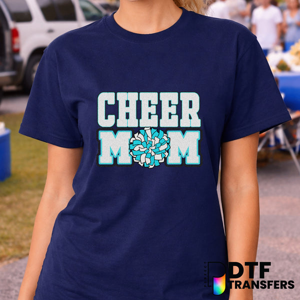 Cheer Mom Faux Glitter Pom Poms – Cheerleading DTF Transfer