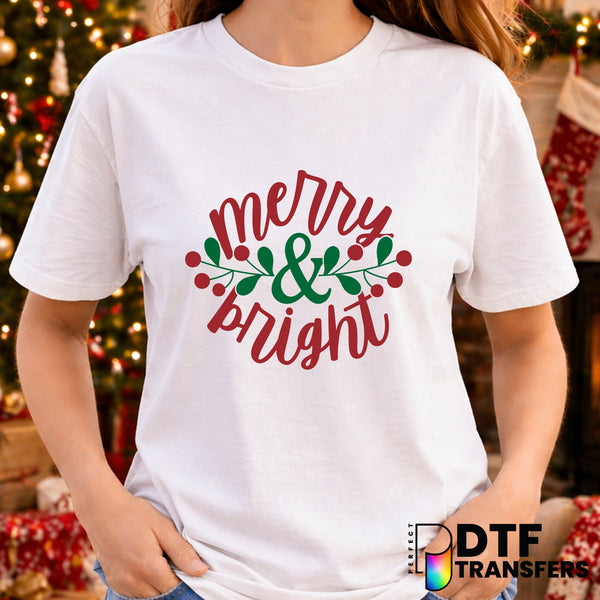 Merry and Bright – Christmas DTF Transfer