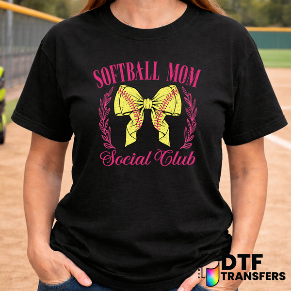 Softball Mom Social Club – Softball DTF Transfer