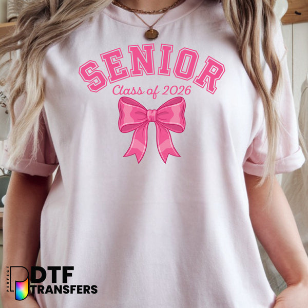 SENIOR 2026 Pink Bow Motif – Teacher DTF Transfer