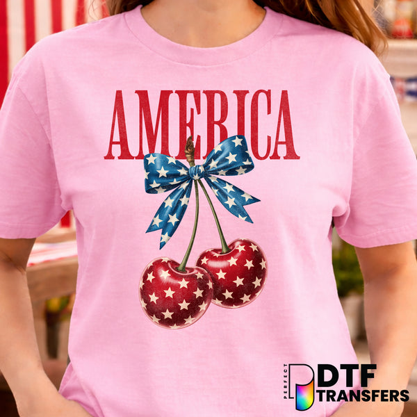 America Cherries Coquette – Fourth of July DTF Transfer