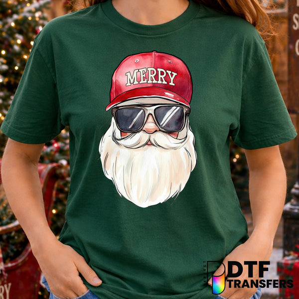 Retro Santa Merry Christmas Baseball Cap – Christmas DTF Transfer