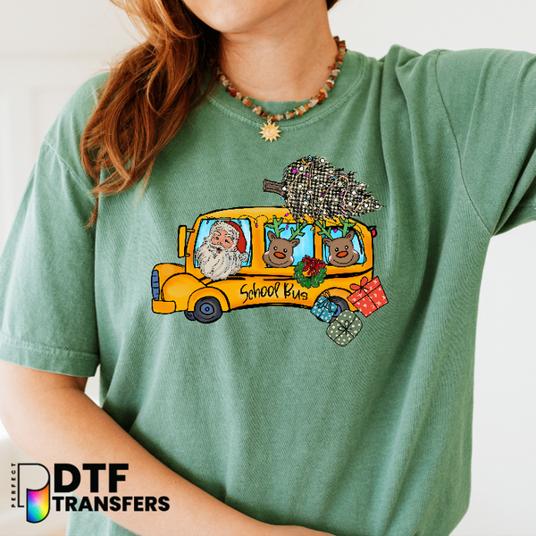 "Merry Christmas Teacher" School Bus – Teacher DTF Transfer