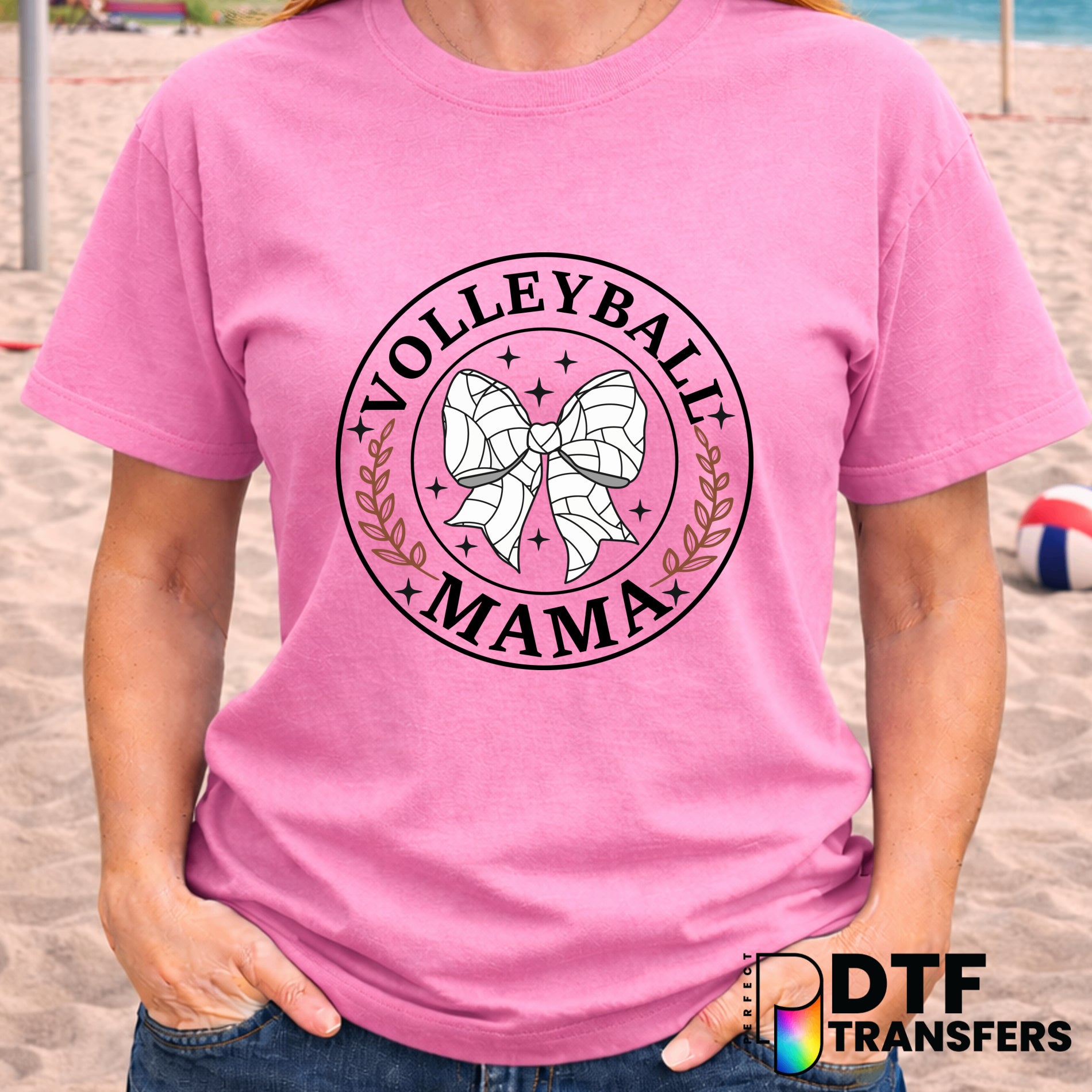 Volleyball Coquette Bow Laurel Sparkle – Volleyball DTF Transfer