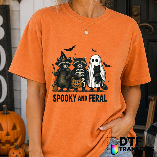 SPOOKY AND FERAL RACCOON HALLOWEEN RETRO GRUNGE – Halloween DTF Transfer