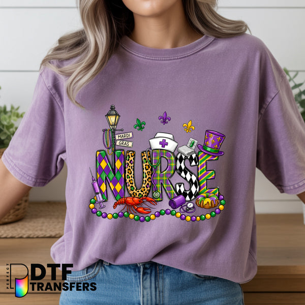Cajun Mardi Gras Nurse – School Nurse DTF Transfer