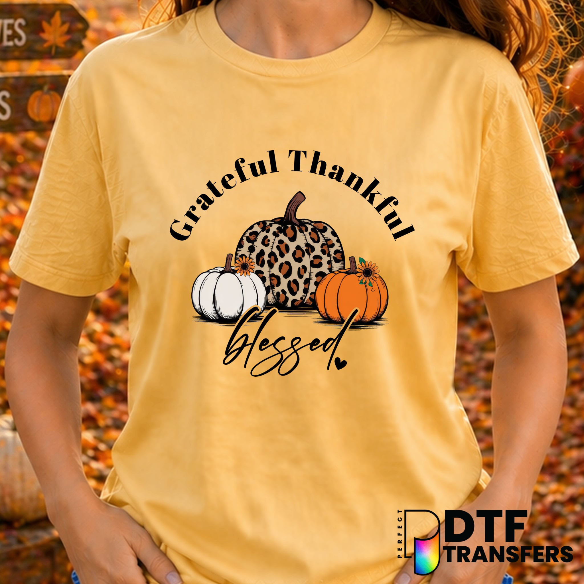 Grateful Thankful Blessed – Thanksgiving DTF Transfer