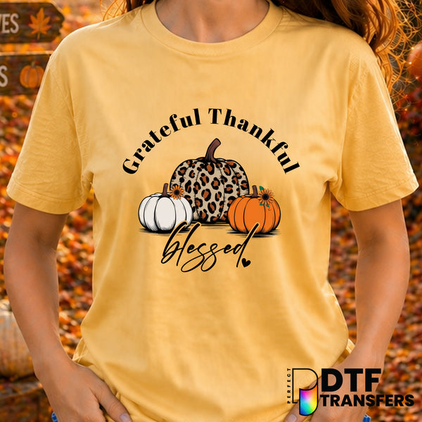 Grateful Thankful Blessed – Thanksgiving DTF Transfer