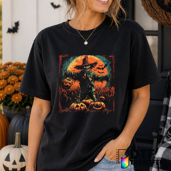 Spooky Scarecrow Pumpkin – Halloween DTF Transfer