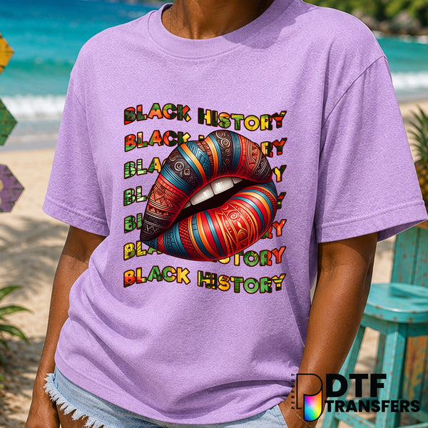 Black History Wavy Lips – Black History Month DTF Transfer