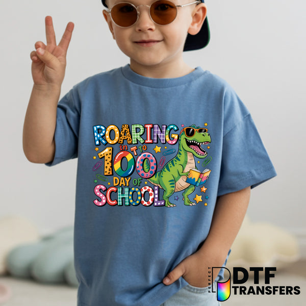 Dinosaur Roaring in to 100 Days of School – Teacher DTF Transfer