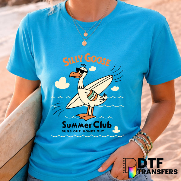Silly Goose Summer Club Surfing – Surfing DTF Transfer
