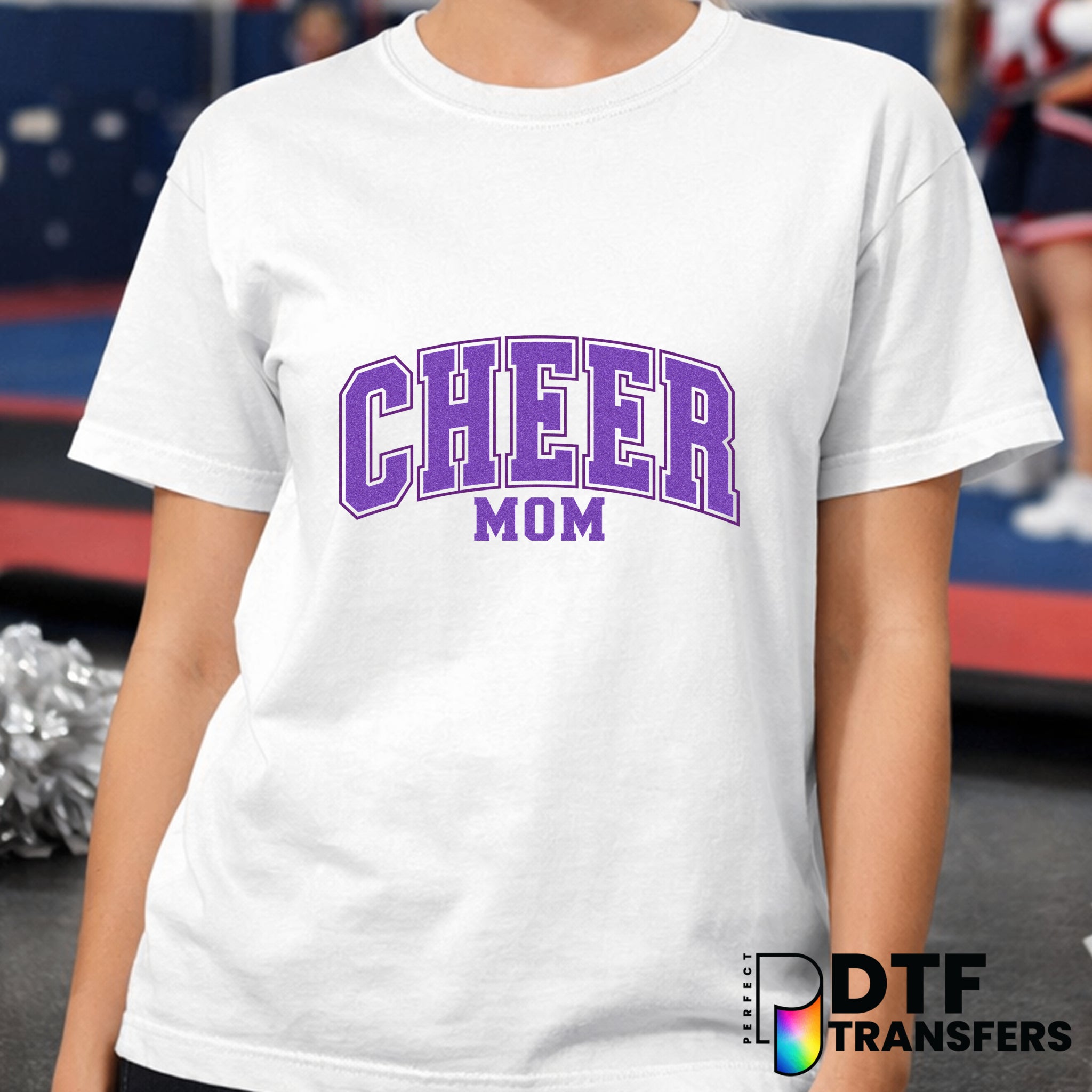 CHEER MOM Varsity Arch Faux Glitter – Cheerleading DTF Transfer