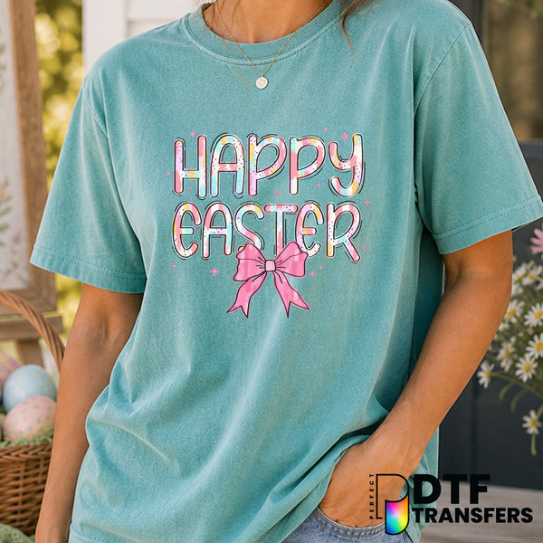 Happy Easter Coquette Watercolor Brush Strokes – Easter DTF Transfer