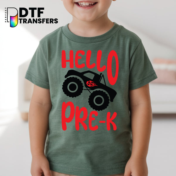 HELLO PRE-K Monster Truck Teacher DTF Transfer