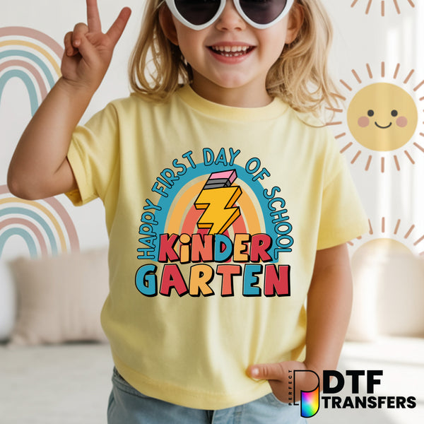 Happy First Day of School Kindergarten Welcome Back to School – Teacher DTF Transfer