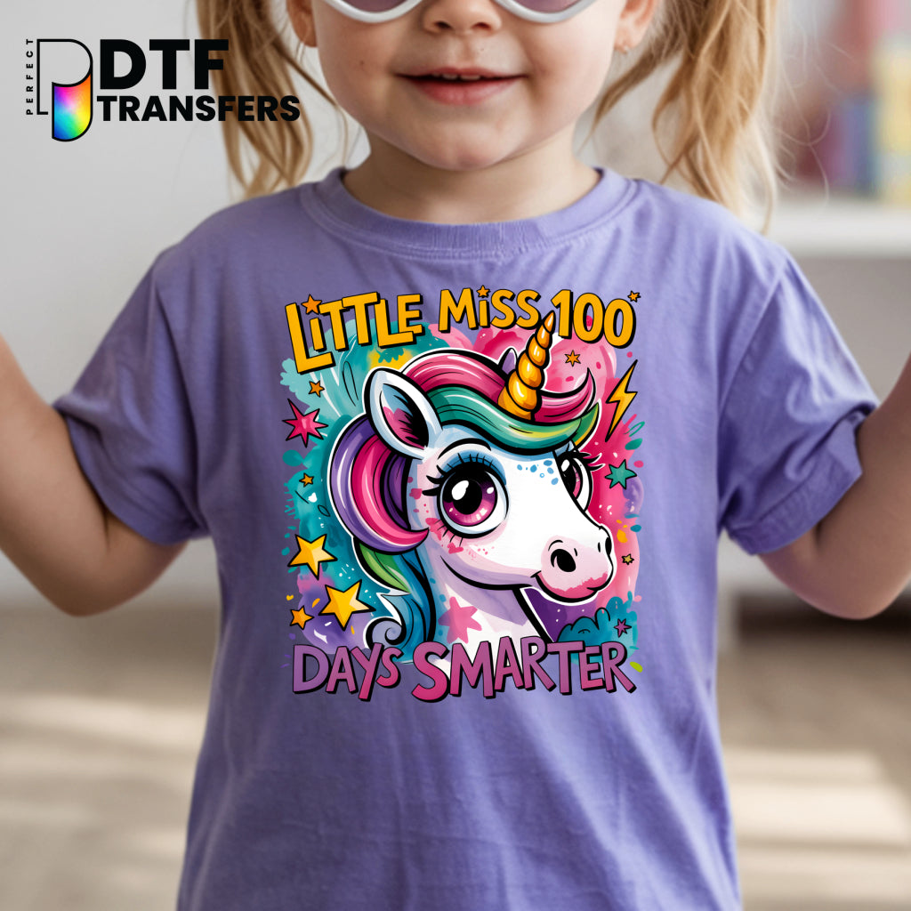 Little Miss 100 Days Smarter - 100 Days of School – Teacher DTF Transfer