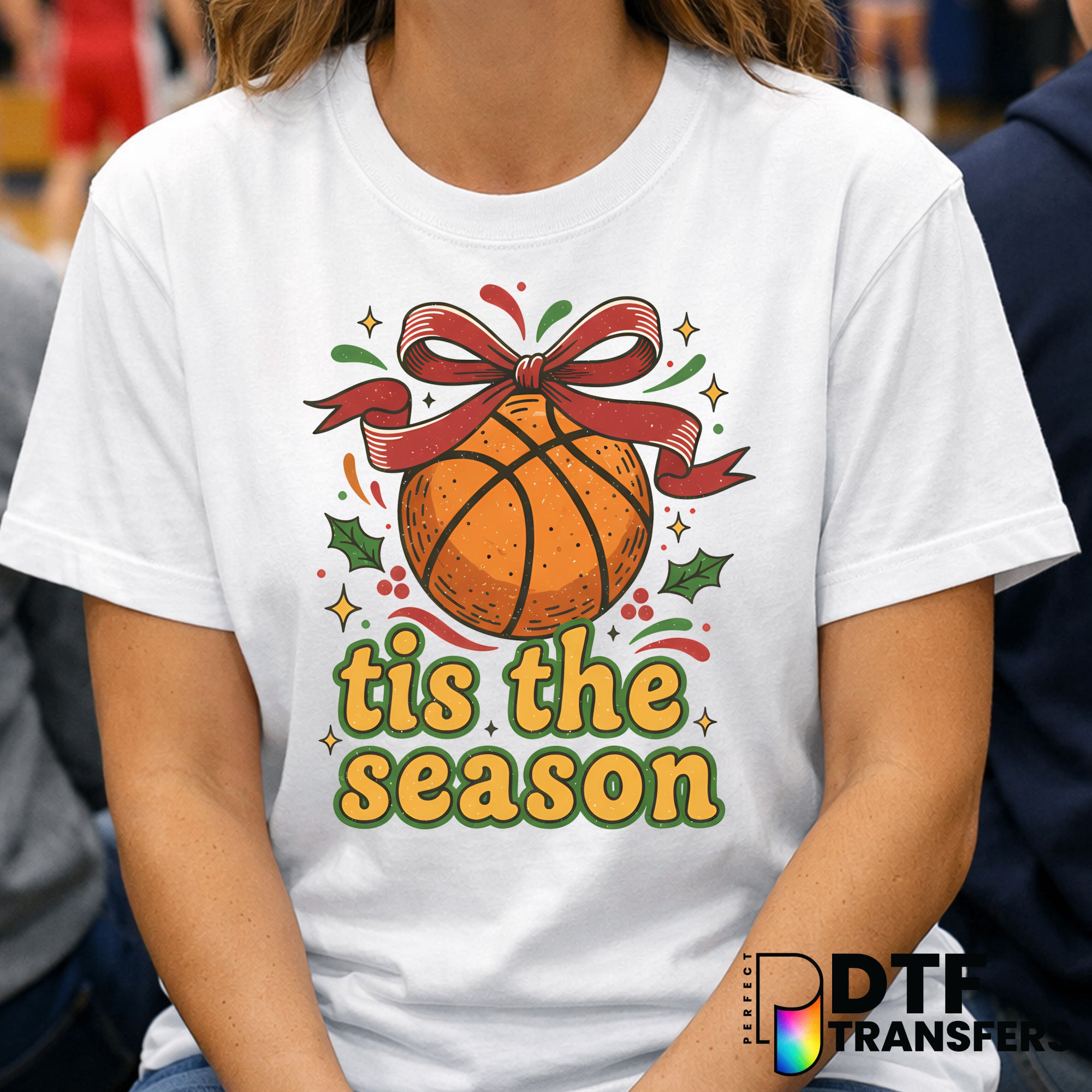 Tis The Season Basketball Coquette Christmas – Basketball DTF Transfer