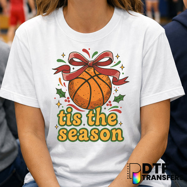 Tis The Season Basketball Coquette Christmas – Basketball DTF Transfer
